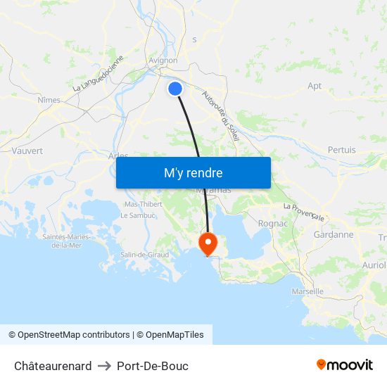 Châteaurenard to Port-De-Bouc map
