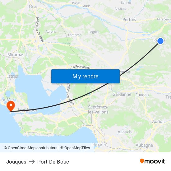 Jouques to Port-De-Bouc map