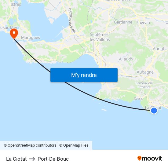 La Ciotat to Port-De-Bouc map