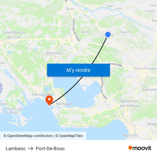 Lambesc to Port-De-Bouc map