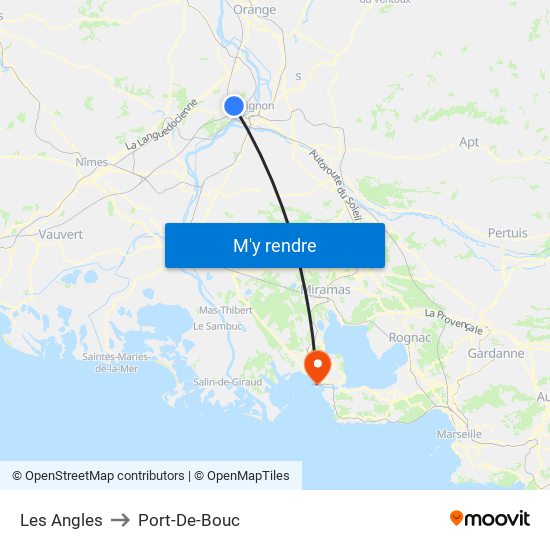 Les Angles to Port-De-Bouc map