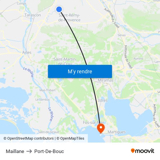 Maillane to Port-De-Bouc map