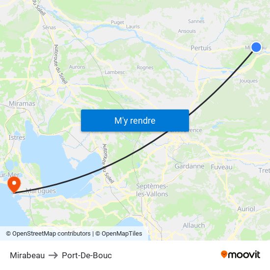 Mirabeau to Port-De-Bouc map