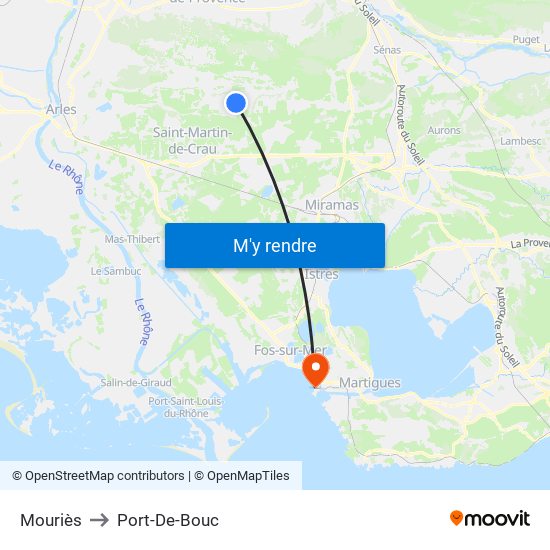 Mouriès to Port-De-Bouc map