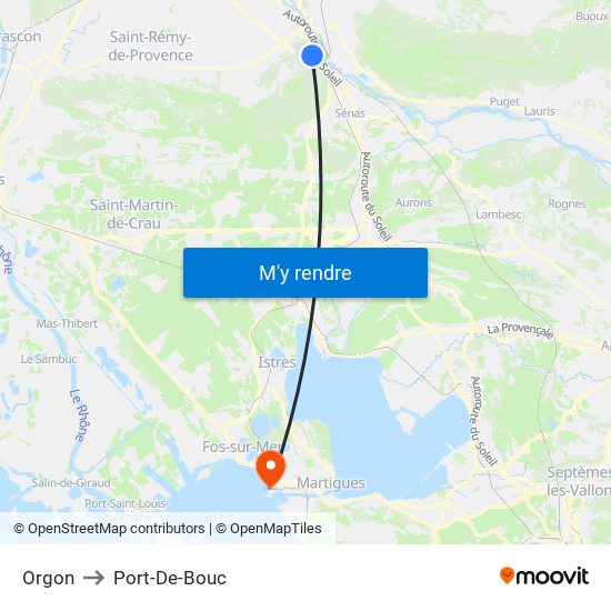 Orgon to Port-De-Bouc map