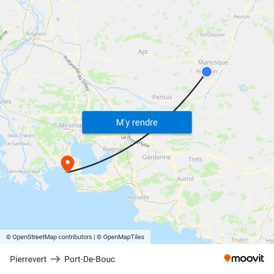 Pierrevert to Port-De-Bouc map