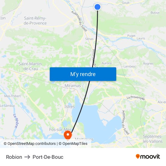 Robion to Port-De-Bouc map
