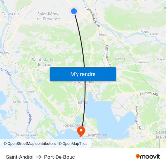 Saint-Andiol to Port-De-Bouc map