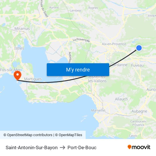 Saint-Antonin-Sur-Bayon to Port-De-Bouc map