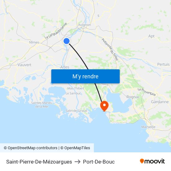 Saint-Pierre-De-Mézoargues to Port-De-Bouc map