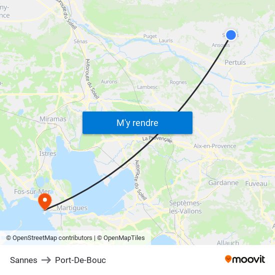 Sannes to Port-De-Bouc map