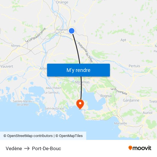 Vedène to Port-De-Bouc map