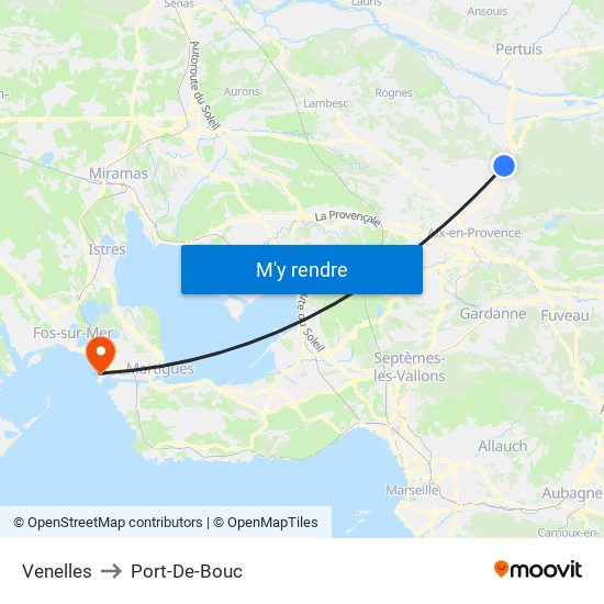 Venelles to Port-De-Bouc map