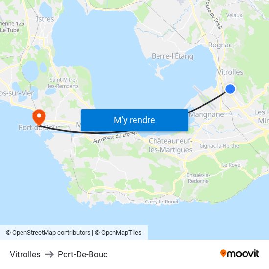Vitrolles to Port-De-Bouc map