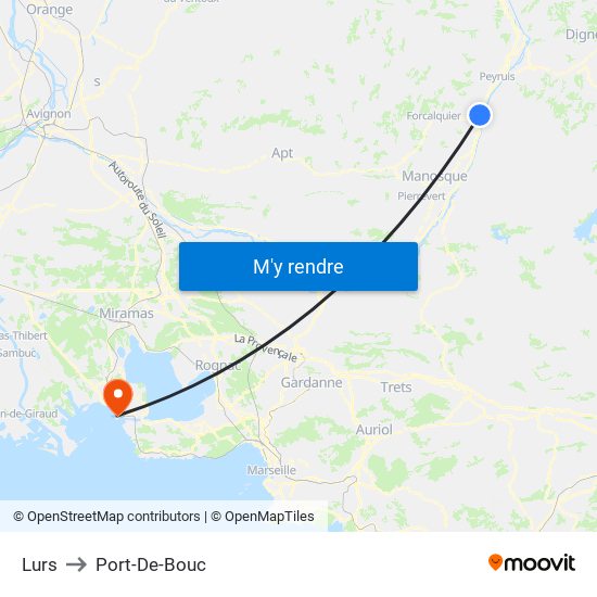 Lurs to Port-De-Bouc map