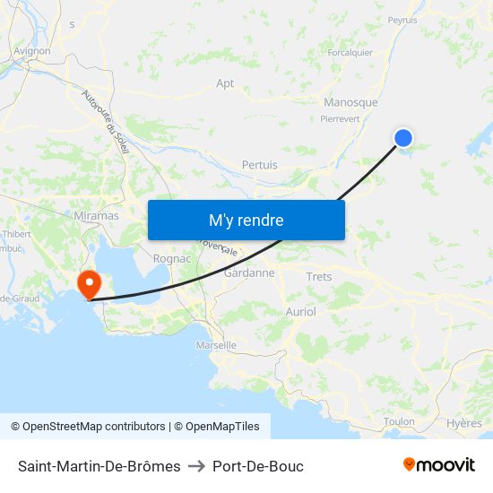 Saint-Martin-De-Brômes to Port-De-Bouc map