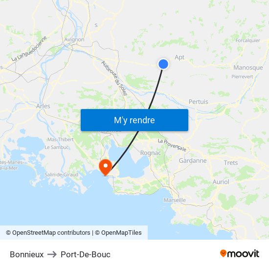 Bonnieux to Port-De-Bouc map