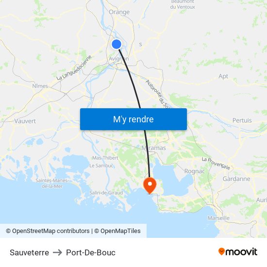 Sauveterre to Port-De-Bouc map