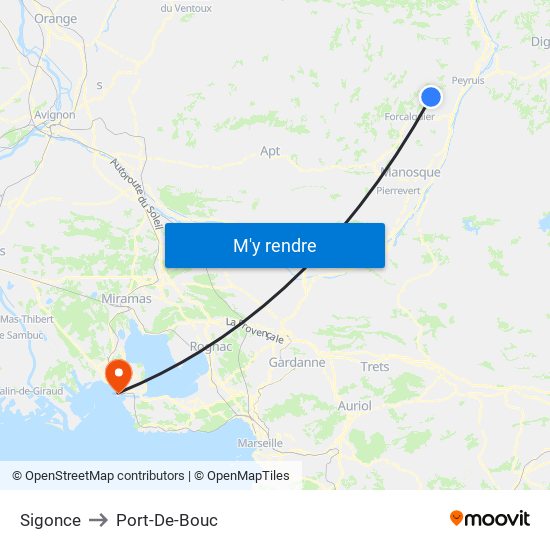 Sigonce to Port-De-Bouc map