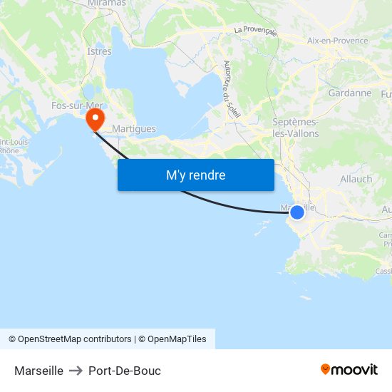 Marseille to Port-De-Bouc map
