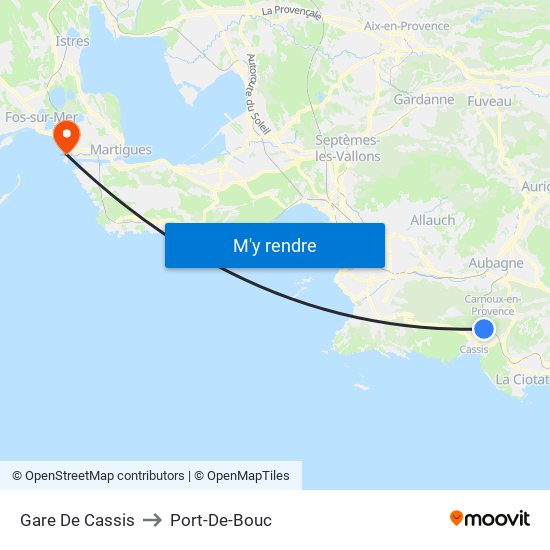 Gare De Cassis to Port-De-Bouc map