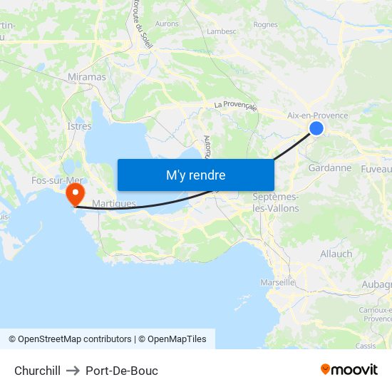 Churchill to Port-De-Bouc map