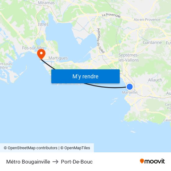 Métro Bougainville to Port-De-Bouc map