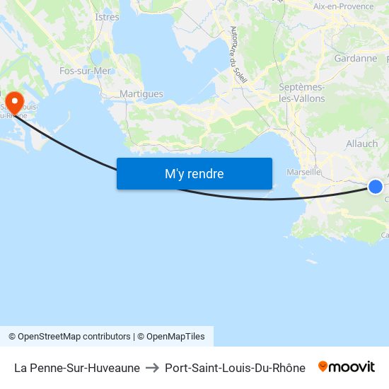 La Penne-Sur-Huveaune to Port-Saint-Louis-Du-Rhône map