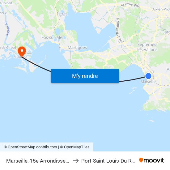 Marseille, 15e Arrondissement to Port-Saint-Louis-Du-Rhône map