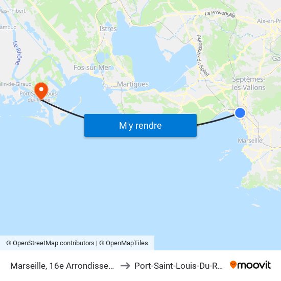Marseille, 16e Arrondissement to Port-Saint-Louis-Du-Rhône map