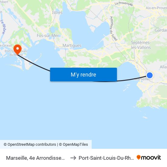 Marseille, 4e Arrondissement to Port-Saint-Louis-Du-Rhône map