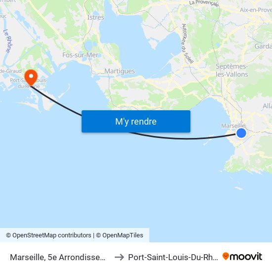 Marseille, 5e Arrondissement to Port-Saint-Louis-Du-Rhône map
