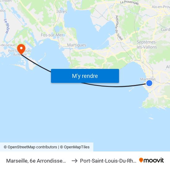 Marseille, 6e Arrondissement to Port-Saint-Louis-Du-Rhône map