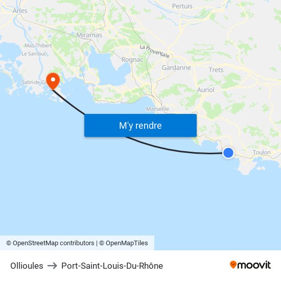 Ollioules to Port-Saint-Louis-Du-Rhône map