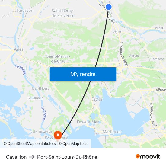 Cavaillon to Port-Saint-Louis-Du-Rhône map