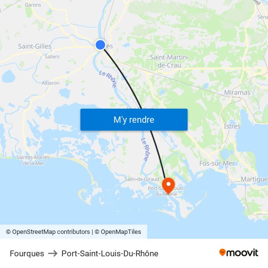 Fourques to Port-Saint-Louis-Du-Rhône map