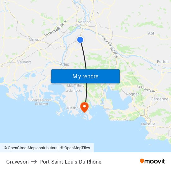 Graveson to Port-Saint-Louis-Du-Rhône map