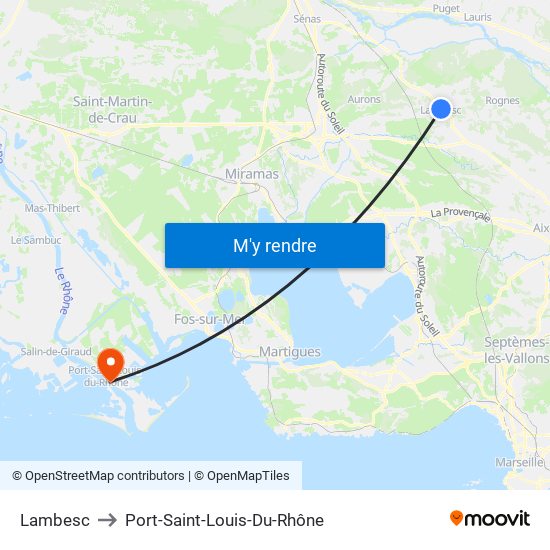 Lambesc to Port-Saint-Louis-Du-Rhône map