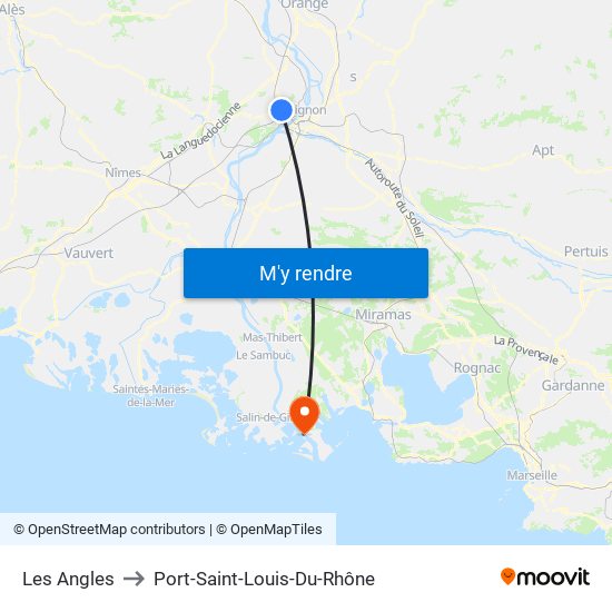 Les Angles to Port-Saint-Louis-Du-Rhône map