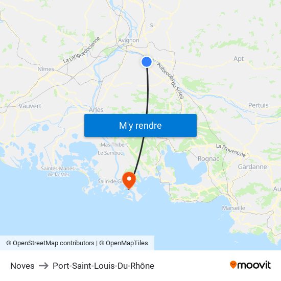Noves to Port-Saint-Louis-Du-Rhône map