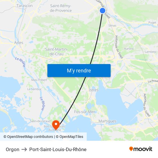 Orgon to Port-Saint-Louis-Du-Rhône map