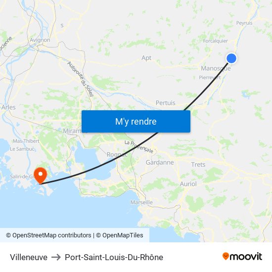 Villeneuve to Port-Saint-Louis-Du-Rhône map