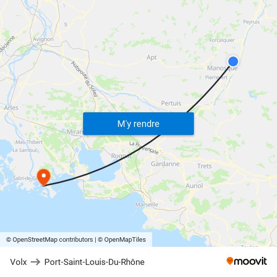 Volx to Port-Saint-Louis-Du-Rhône map