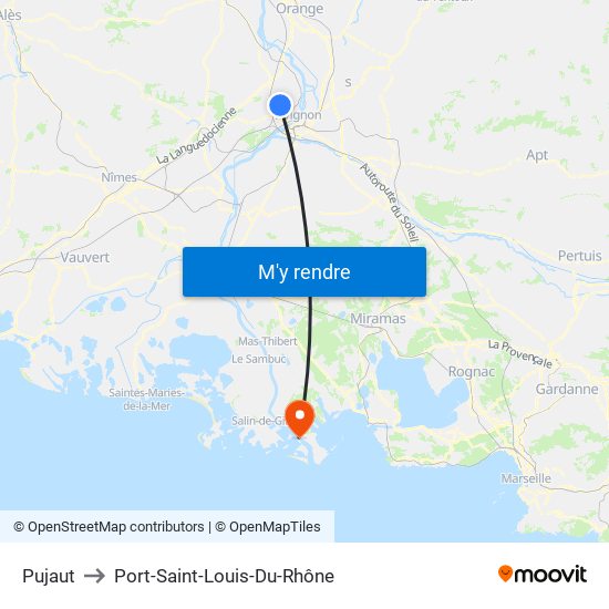 Pujaut to Port-Saint-Louis-Du-Rhône map