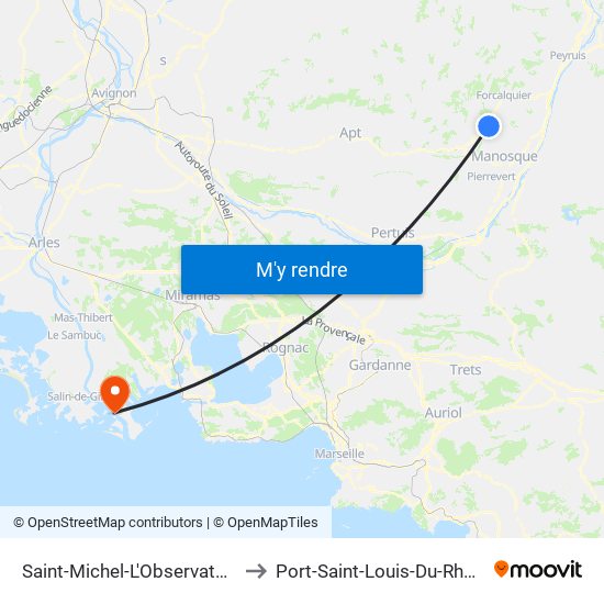 Saint-Michel-L'Observatoire to Port-Saint-Louis-Du-Rhône map