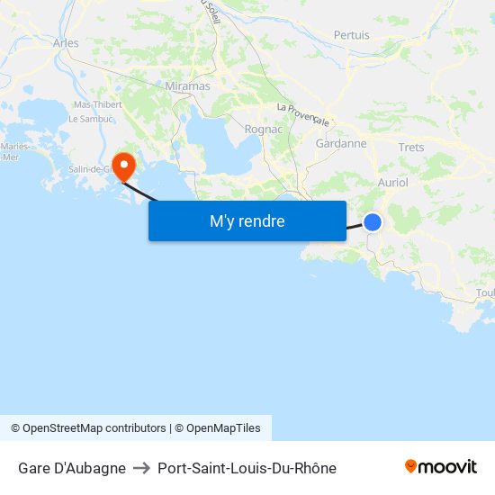 Gare D'Aubagne to Port-Saint-Louis-Du-Rhône map