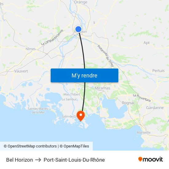 Bel Horizon to Port-Saint-Louis-Du-Rhône map