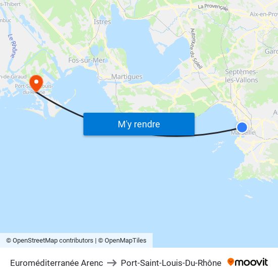 Euroméditerranée Arenc to Port-Saint-Louis-Du-Rhône map
