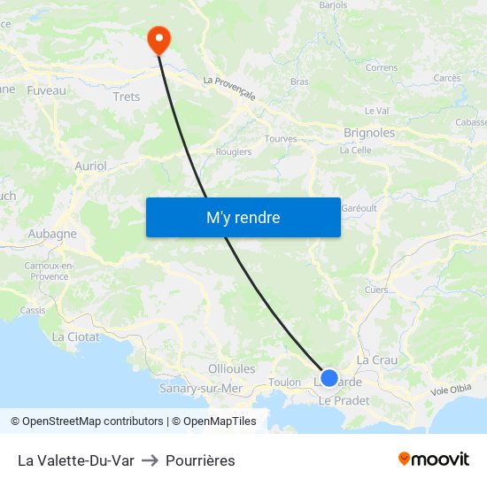 La Valette-Du-Var to Pourrières map