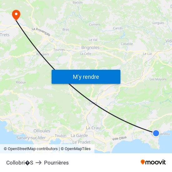Collobri�S to Pourrières map